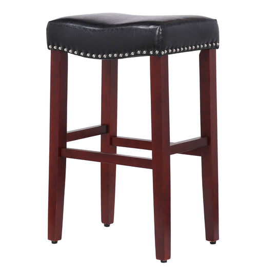 Lenox 29" Upholstered Saddle Seat Bar Stool (Set of 2), Cherry Red