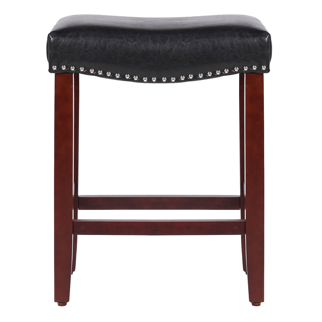 Lenox 24" Upholstered Saddle Seat Counter Stool, Cherry Red