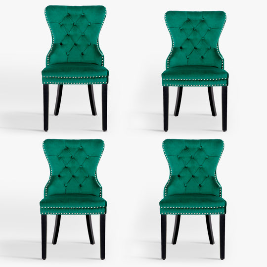 Wordford Velvet Upholstered Tufted Dining Chairs (Set of 4)