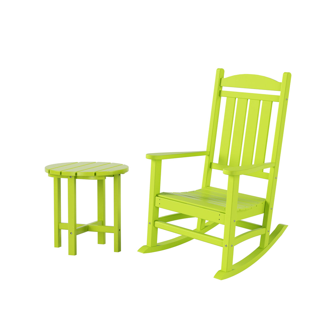 Malibu Outdoor Patio Porch Rocking Chair with Side Table Set