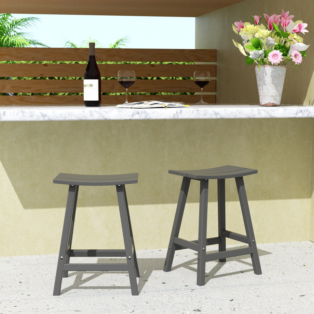 Malibu 24" Outdoor Patio Adirondack Counter Stool (Set of 2)