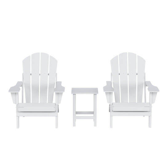 Malibu 3-Piece Set Outdoor Folding Adirondack Chairs with Side Table