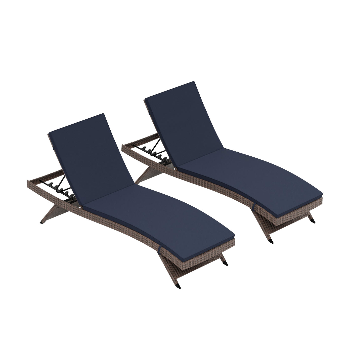 Somerset Brown Rattan Wicker Chaise Lounge with Cushion (Set of 2)