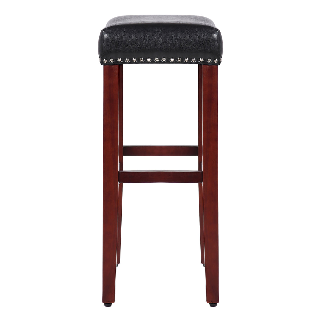 Lenox 29" Upholstered Saddle Seat Bar Stool, Cherry Red