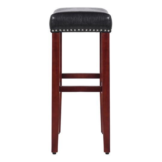 Lenox 29" Upholstered Saddle Seat Bar Stool, Cherry Red