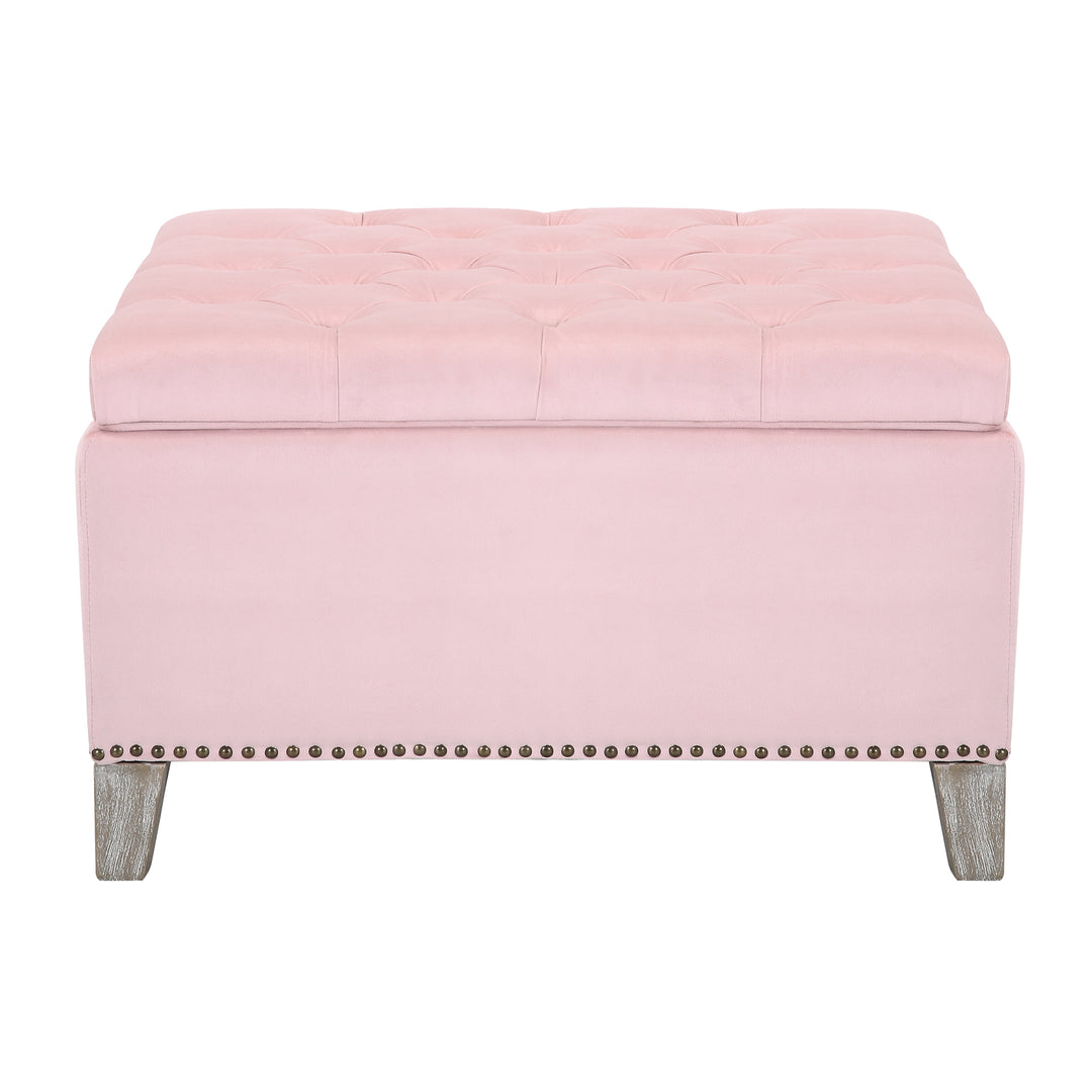 Wordford Square Velvet Tufted Storage Ottoman