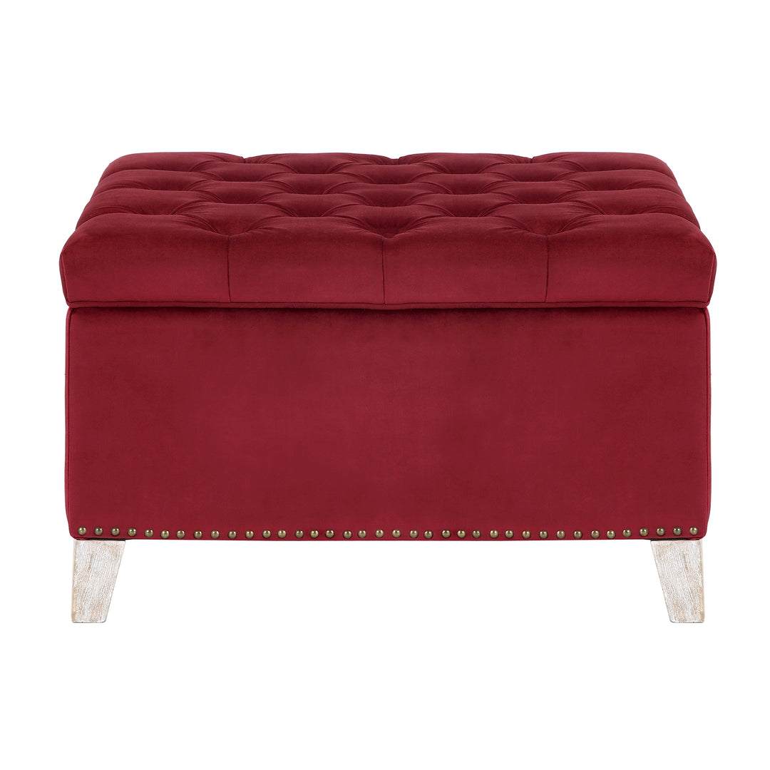 Wordford Square Velvet Tufted Storage Ottoman