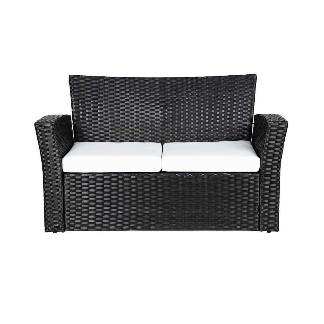 Coastal 4-Piece Outdoor Patio Conversation Set, Black