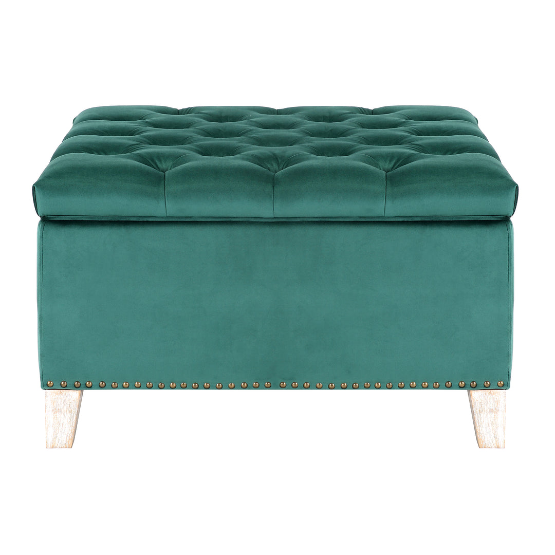 Wordford Square Velvet Tufted Storage Ottoman