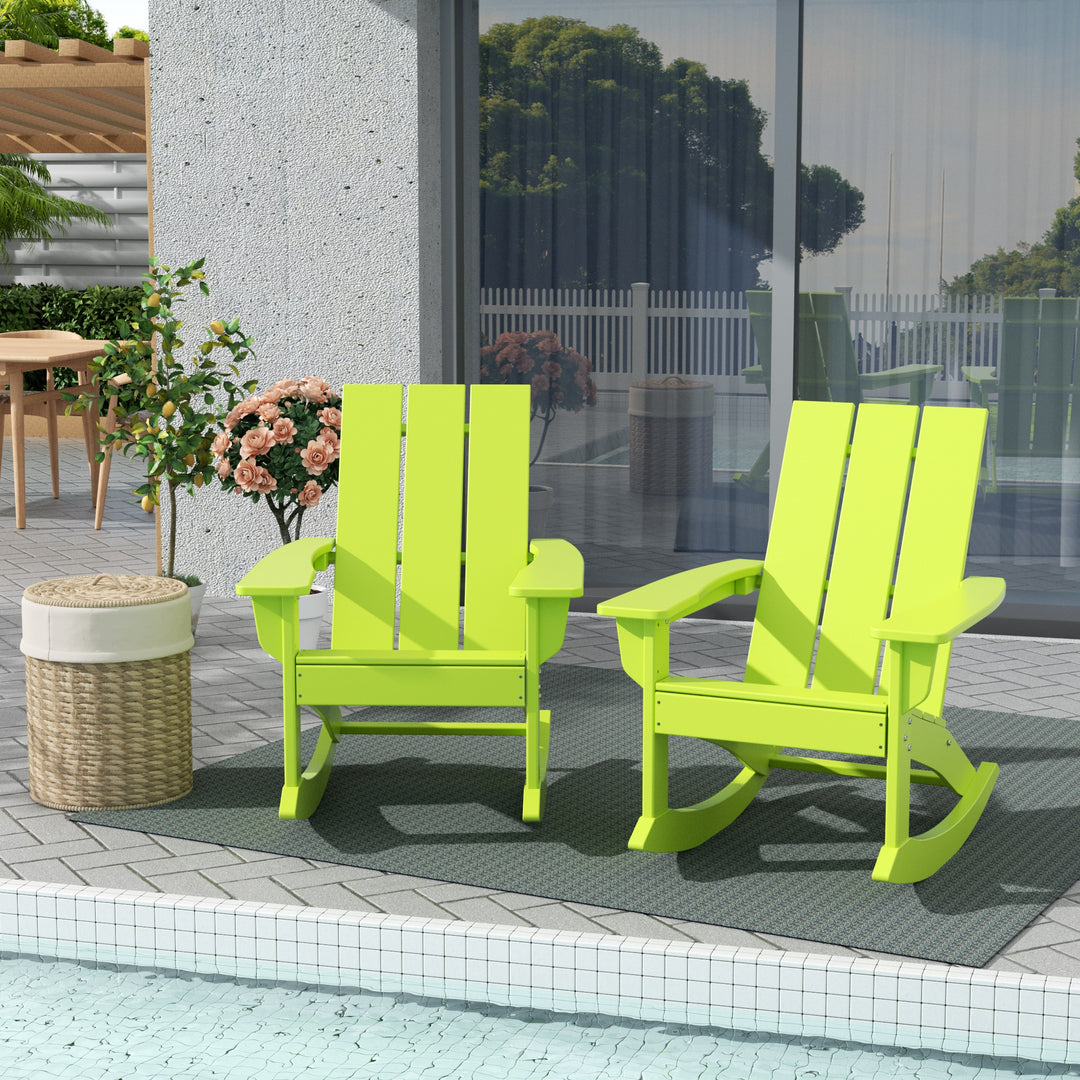 Ashore Outdoor Patio Modern Adirondack Rocking Chair (Set of 2)