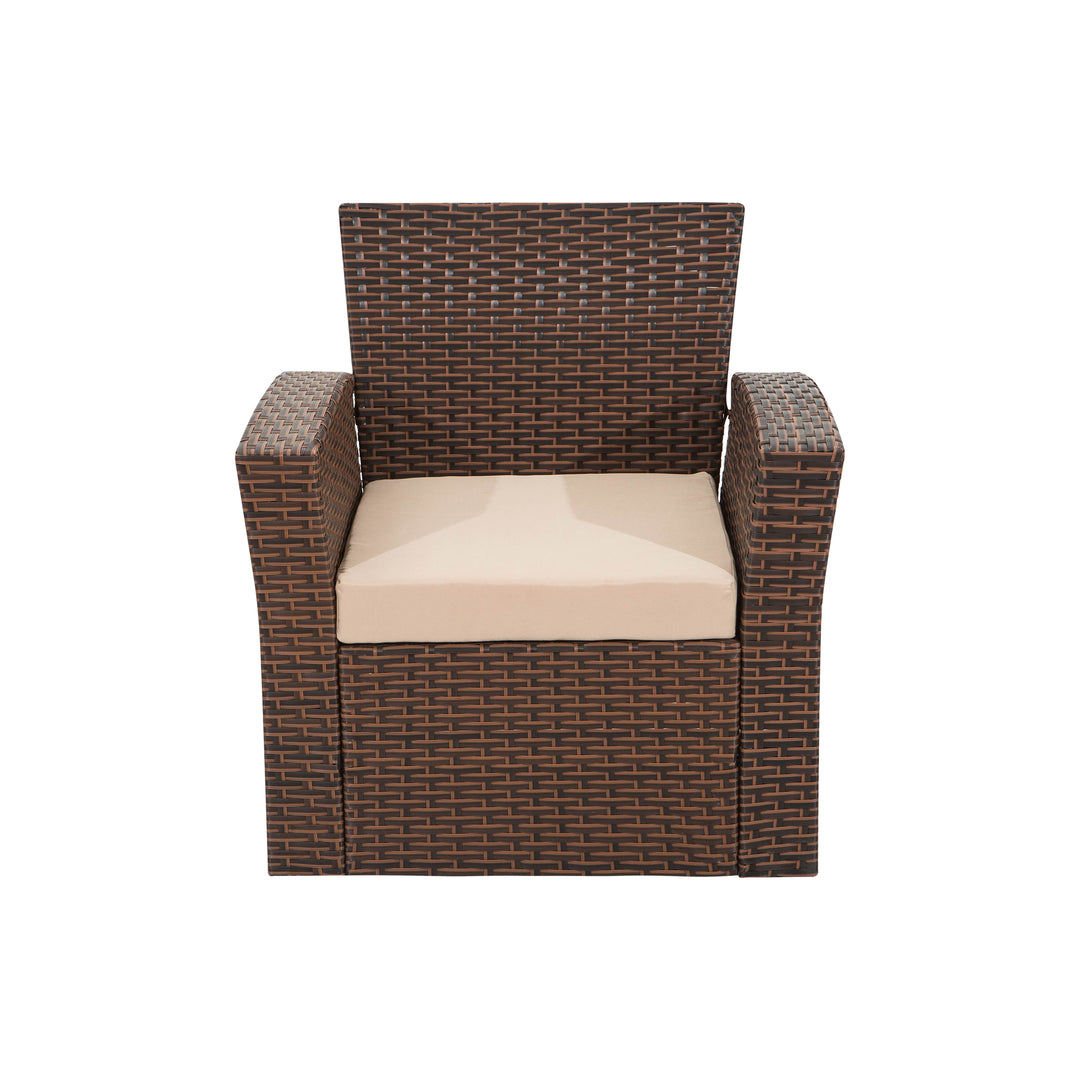 Coastal 4-Piece Outdoor Patio Conversation Set, Brown