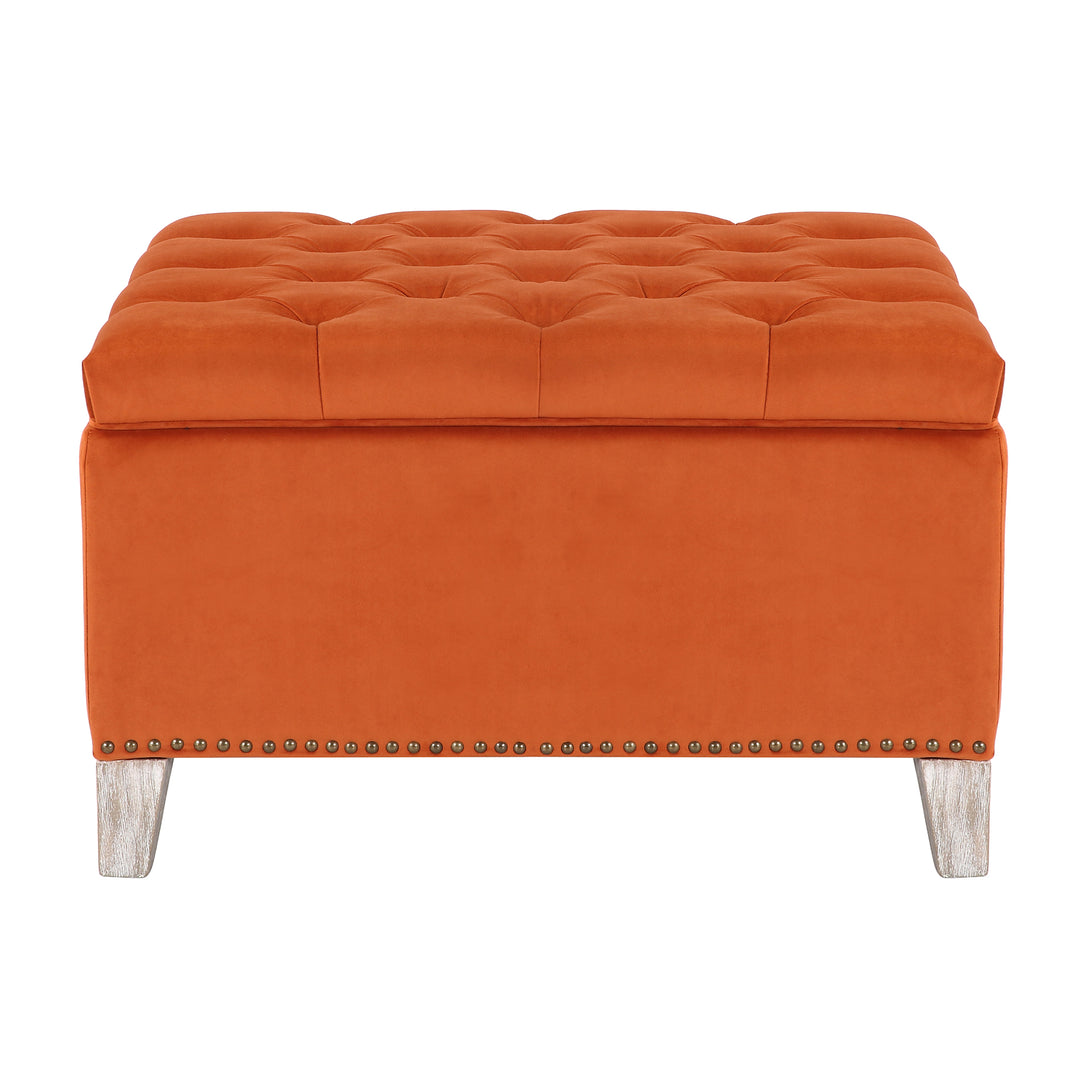 Wordford Square Velvet Tufted Storage Ottoman