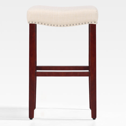 Lenox 29" Upholstered Saddle Seat Bar Stool, Cherry Red