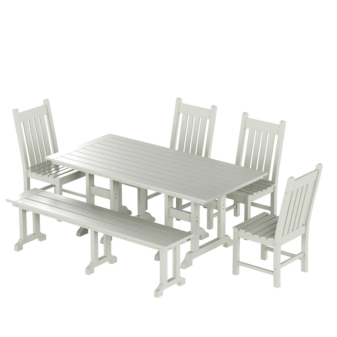 Malibu 6 Piece Outdoor Patio Dining Set Outdoor Table and Side Chair Bench