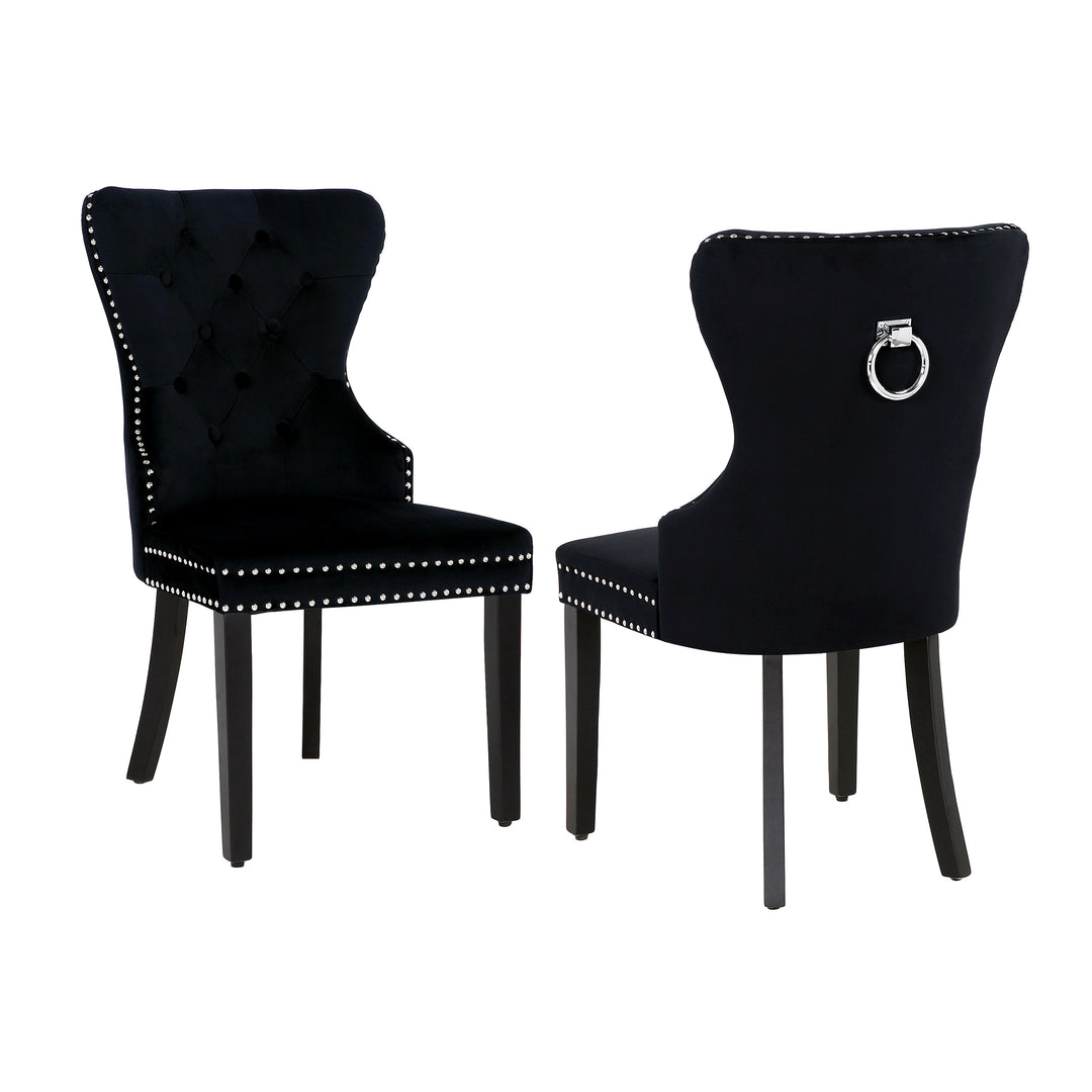 Wordford Velvet Upholstered Tufted Dining Chairs (Set of 2)