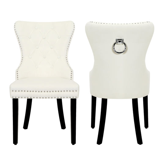 Wordford Velvet Upholstered Tufted Dining Chairs (Set of 2)