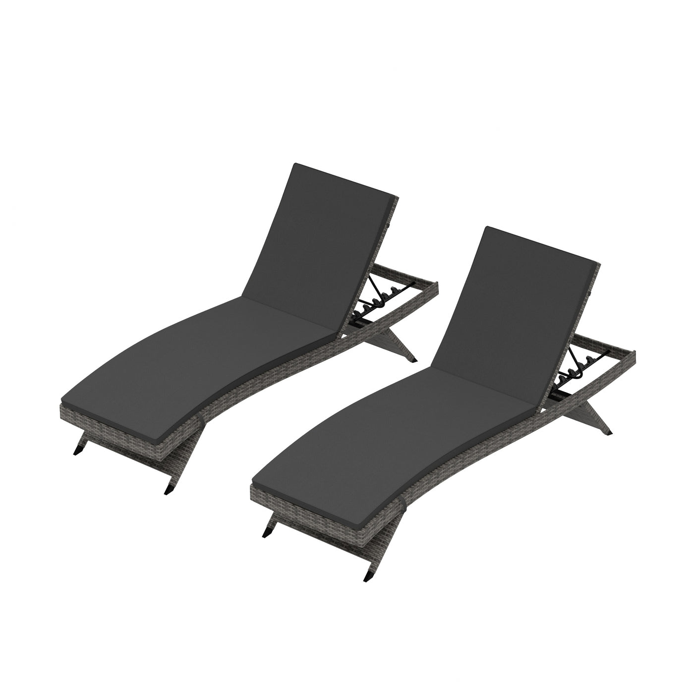Somerset Grey Rattan Wicker Chaise Lounge with Cushion (Set of 2)