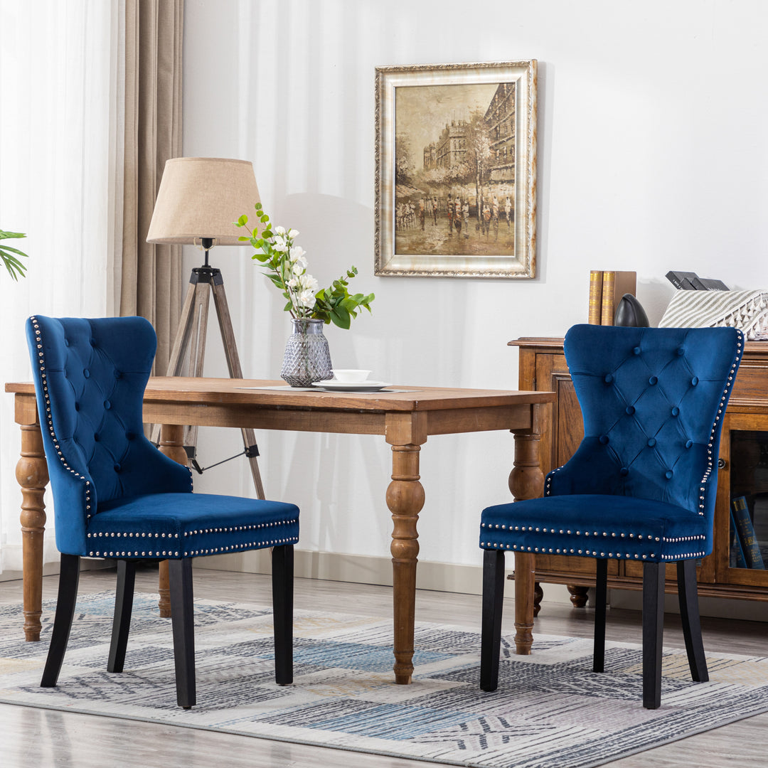 Wordford Velvet Upholstered Tufted Dining Chairs (Set of 2)