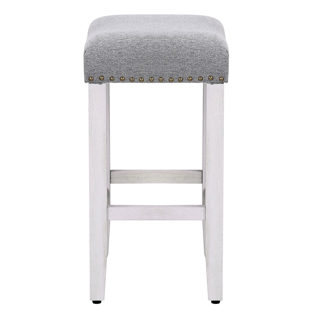 Lenox 24" Upholstered Saddle Seat Counter Stool, Antique White