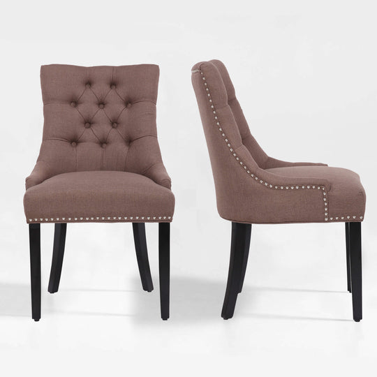 Hayes Upholstered Wingback Button Tufted Dining Chair (Set of 2)