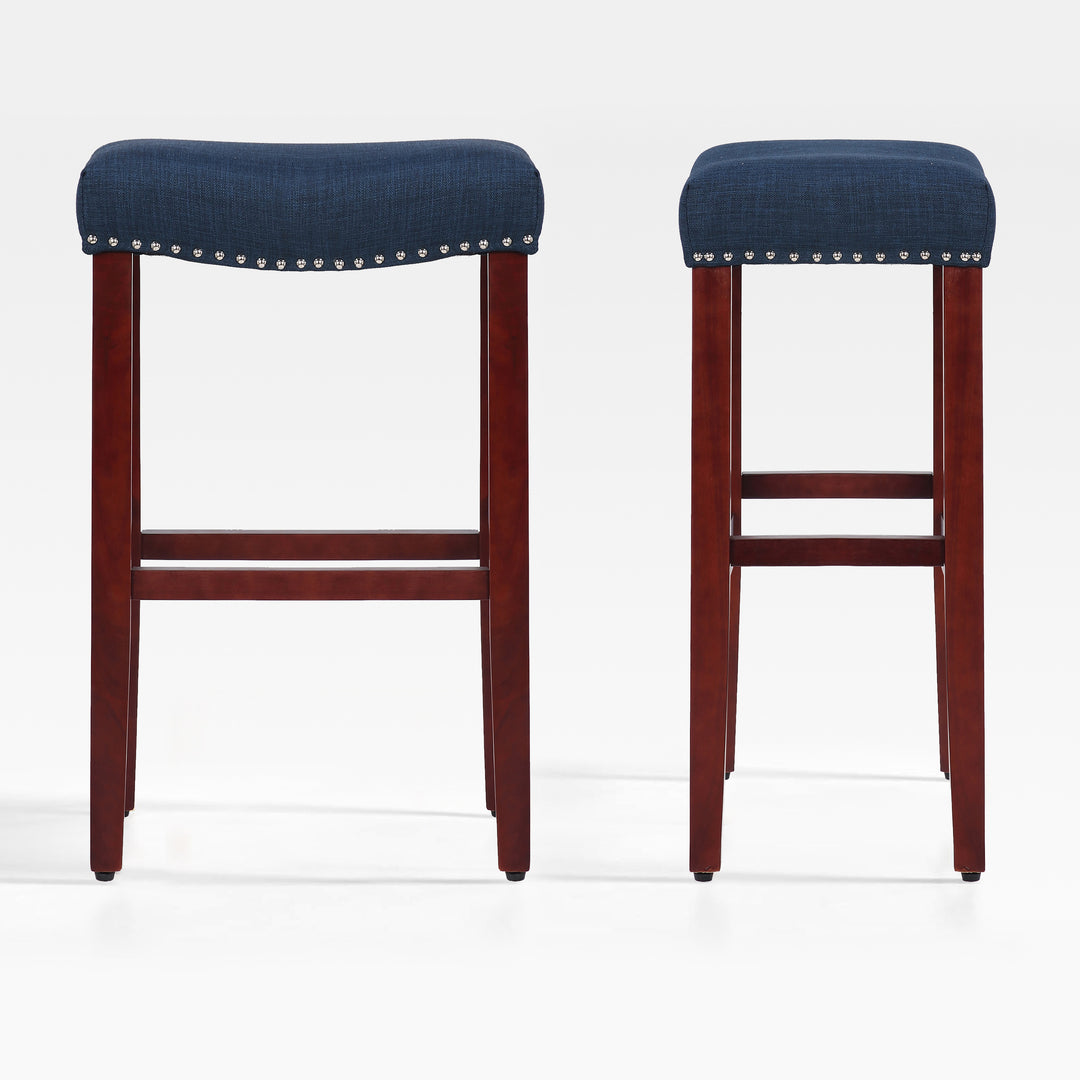 Lenox 29" Upholstered Saddle Seat Bar Stool (Set of 2), Cherry Red