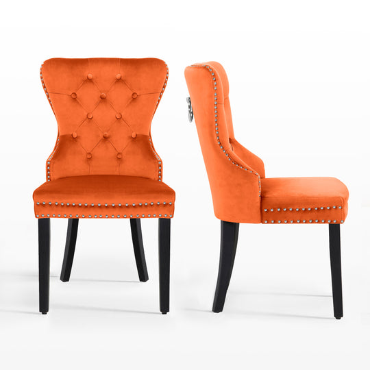 Wordford Velvet Upholstered Tufted Dining Chairs (Set of 2)