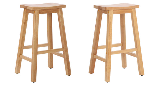 Reed 29" Solid Wood Saddle Bar Stool (Set of 2)