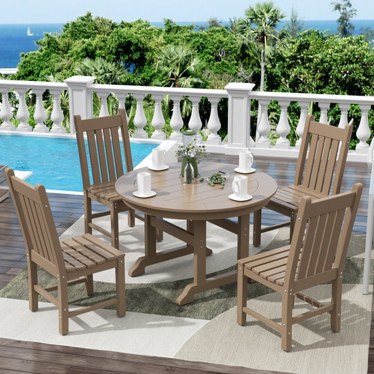 Malibu 5 Piece Outdoor Patio Dining Set Outdoor Round Table and Side Chair