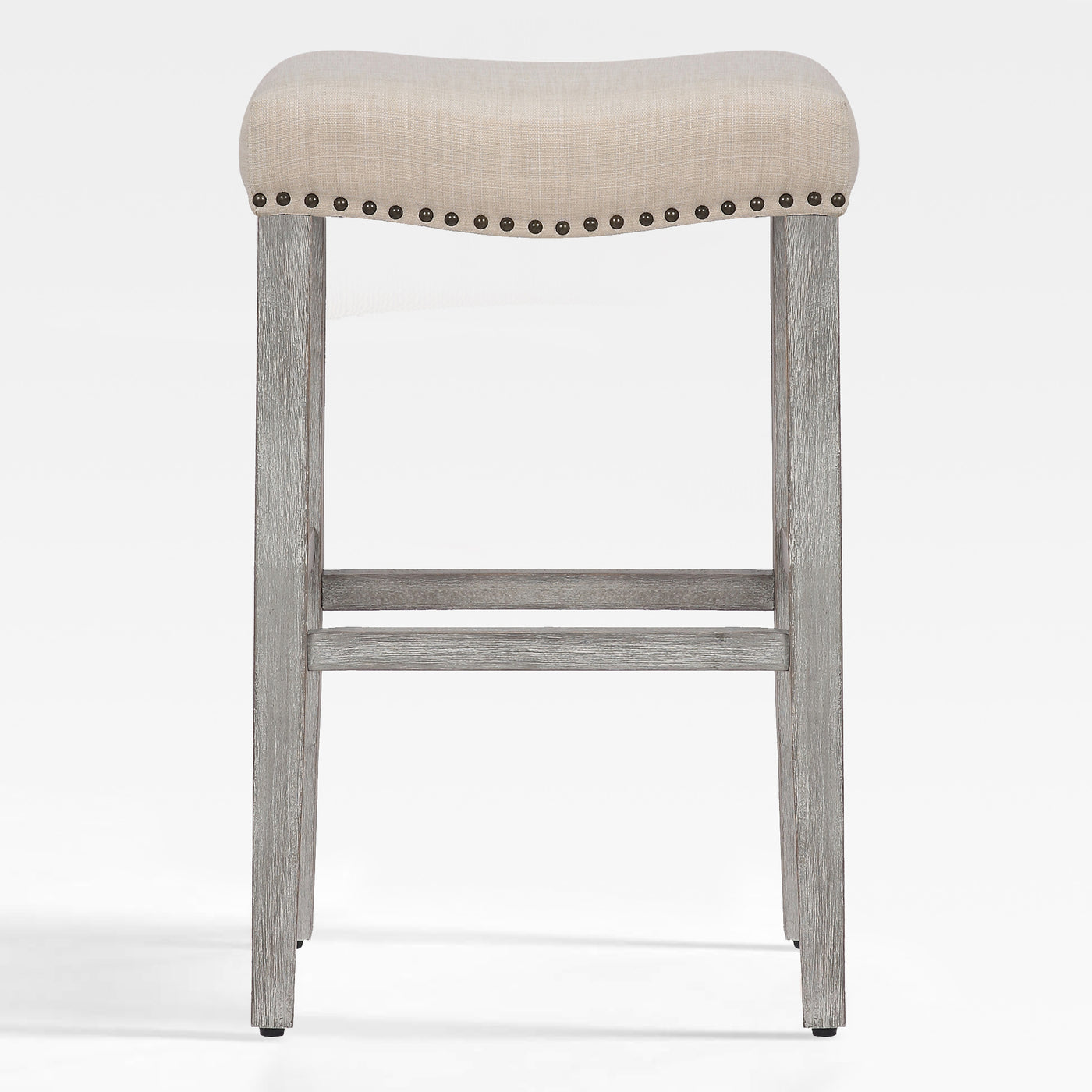 Lenox 29" Upholstered Saddle Seat Bar Stool, Antique Gray