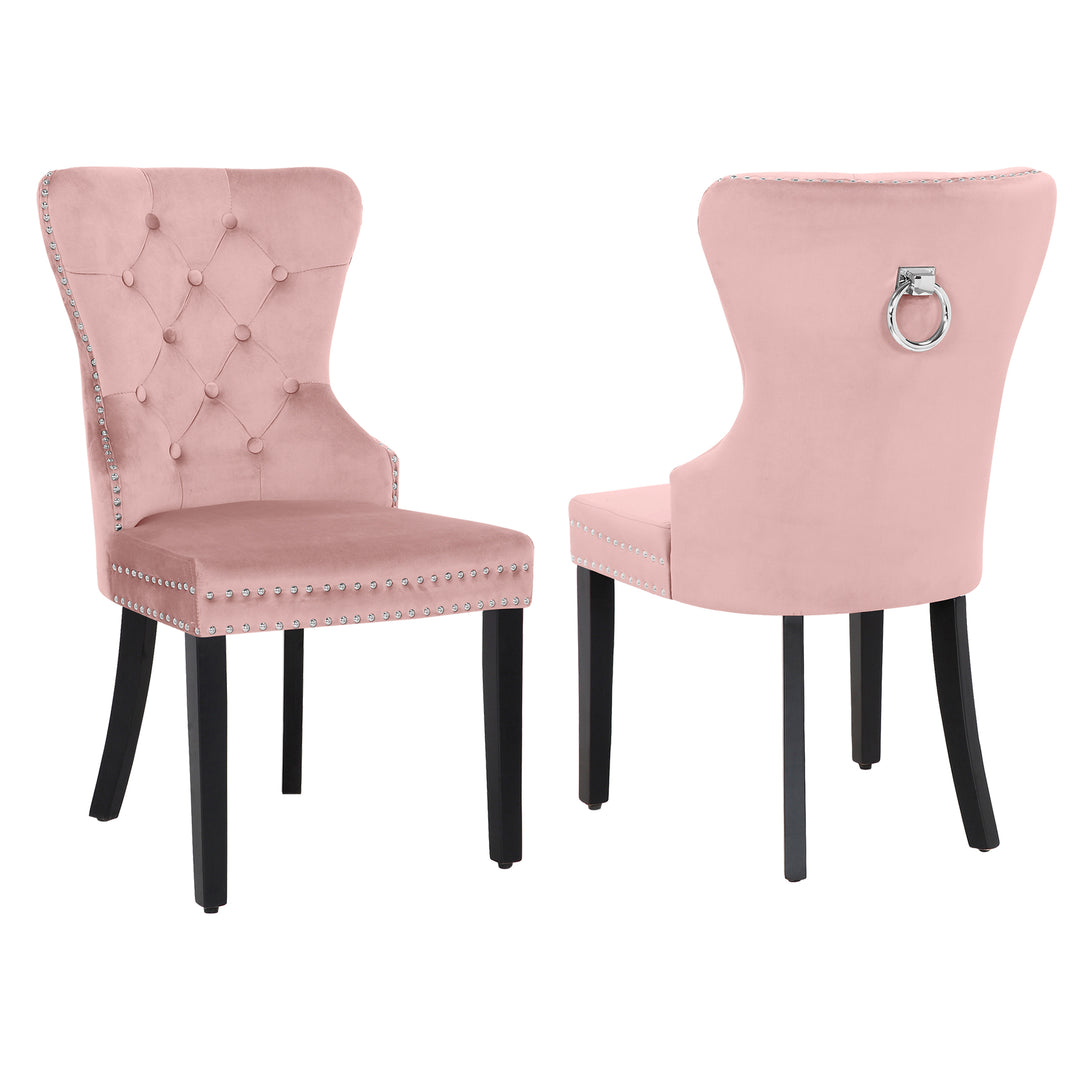 Wordford Velvet Upholstered Tufted Dining Chairs (Set of 2)