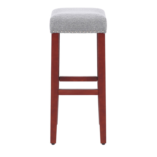 Lenox 29" Upholstered Saddle Seat Bar Stool, Cherry Red