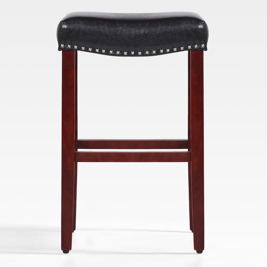 Lenox 29" Upholstered Saddle Seat Bar Stool, Cherry Red