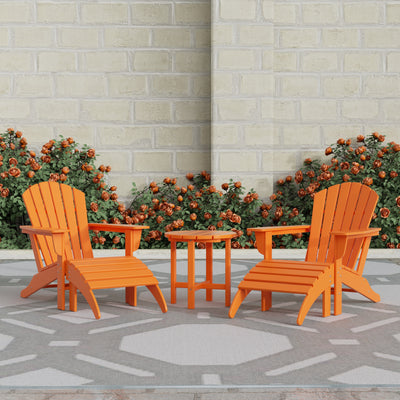 Dylan 5-Piece Outdoor Adirondack Chair with Ottoman Side Table Set