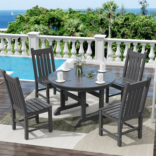 Malibu 5 Piece Outdoor Patio Dining Set Outdoor Round Table and Side Chair