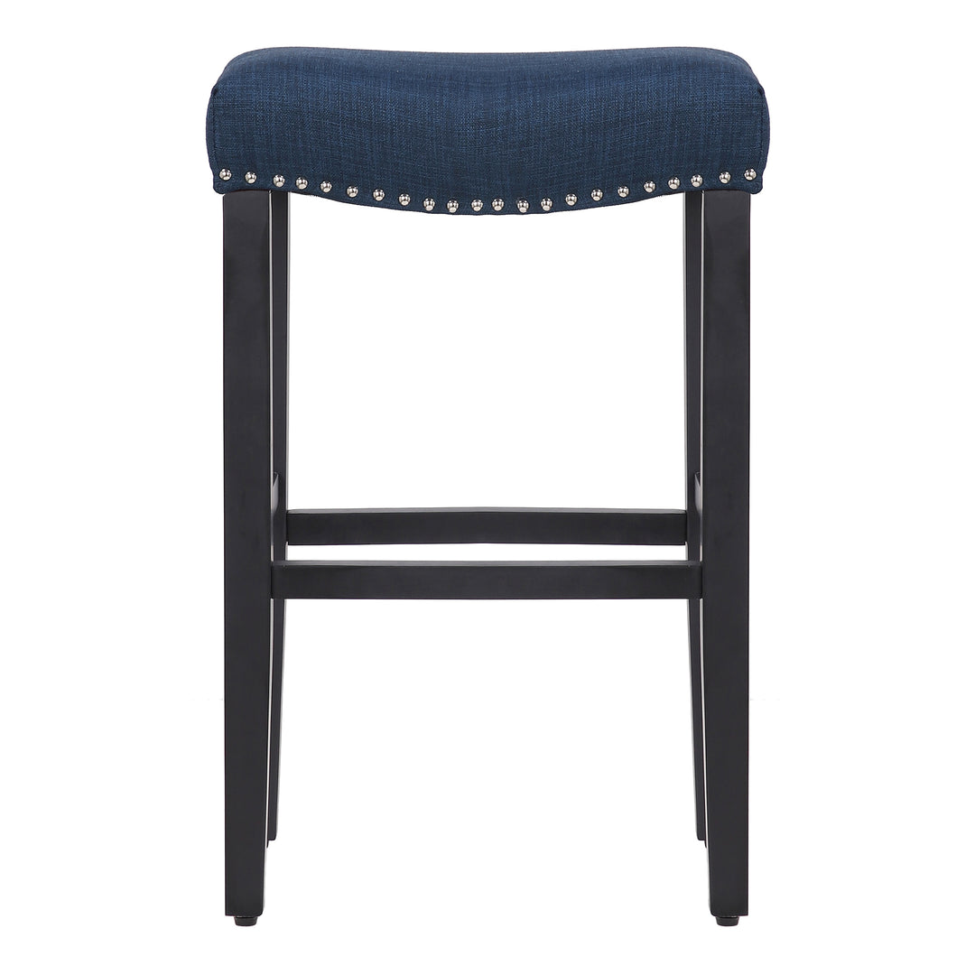 Lenox 29" Upholstered Saddle Seat Bar Stool (Set of 2), Black