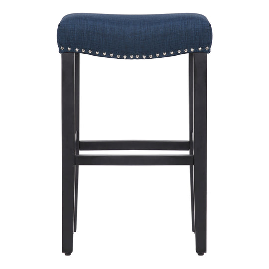 Lenox 29" Upholstered Saddle Seat Bar Stool (Set of 2), Black