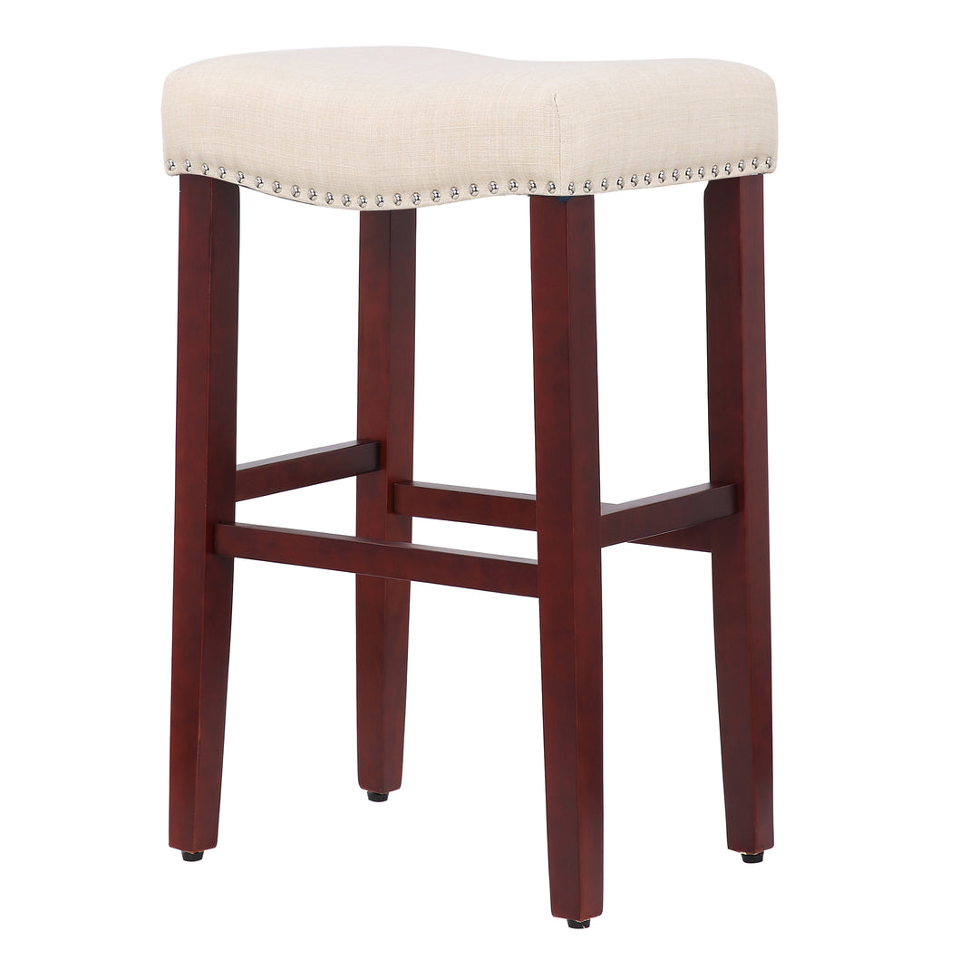 Lenox 29" Upholstered Saddle Seat Bar Stool (Set of 2), Cherry Red