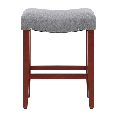 Lenox 24" Upholstered Saddle Seat Counter Stool, Cherry Red