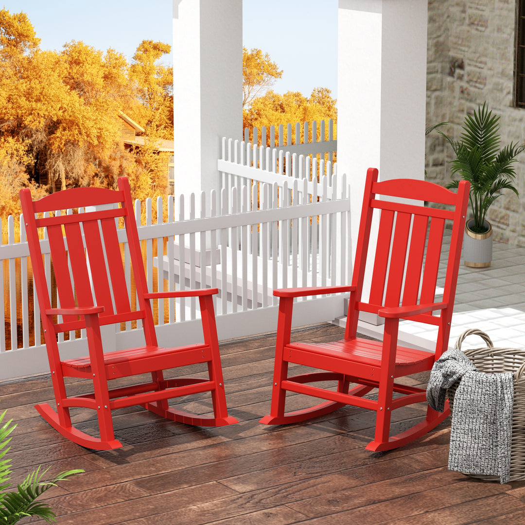 Malibu Outdoor Patio Poly Classic Porch Rocking Chair (Set of 2)