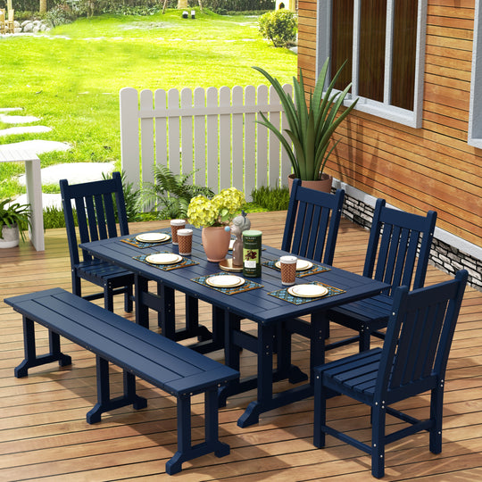 Malibu 6 Piece Outdoor Patio Dining Set Outdoor Table and Side Chair Bench