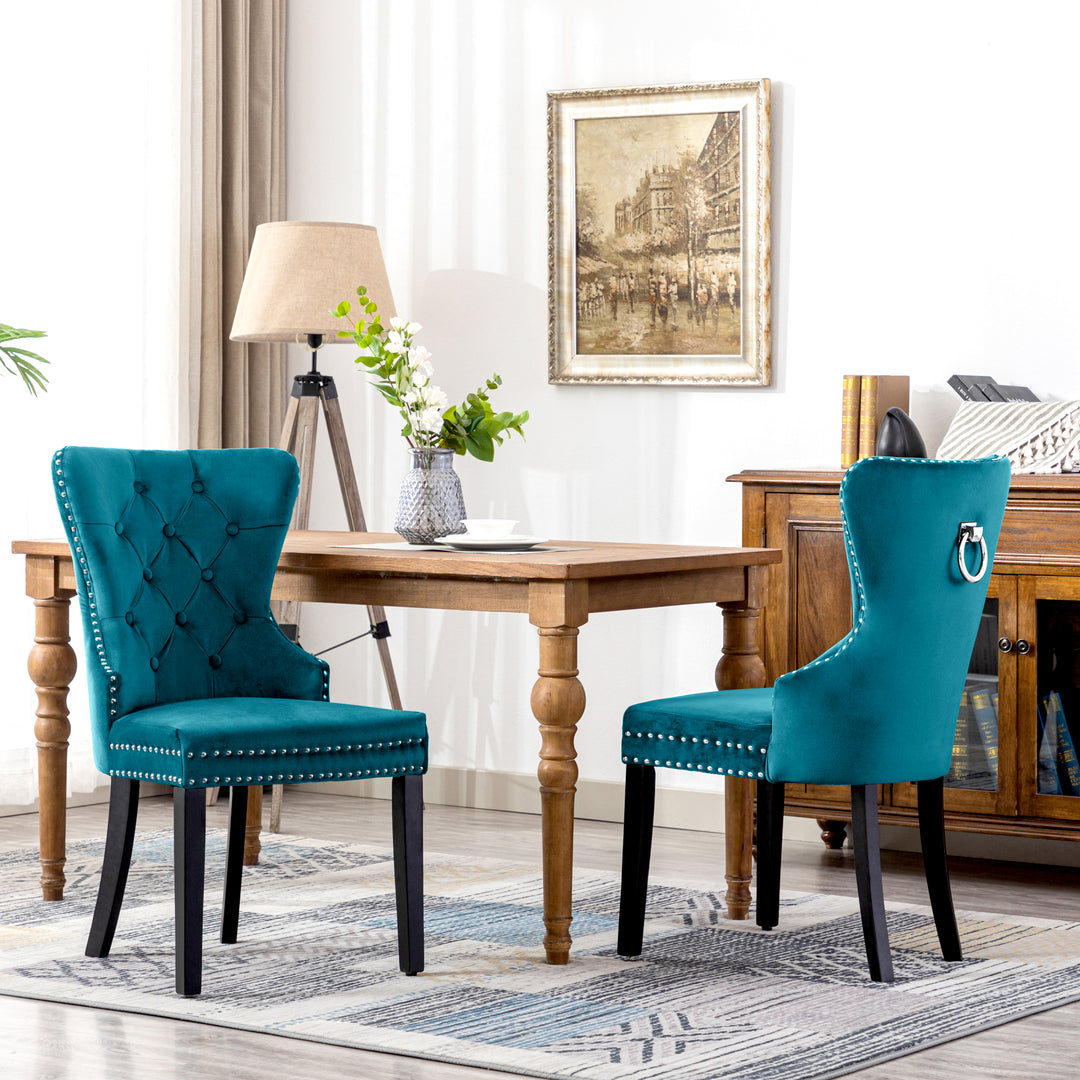 Wordford Velvet Upholstered Tufted Dining Chairs (Set of 2)