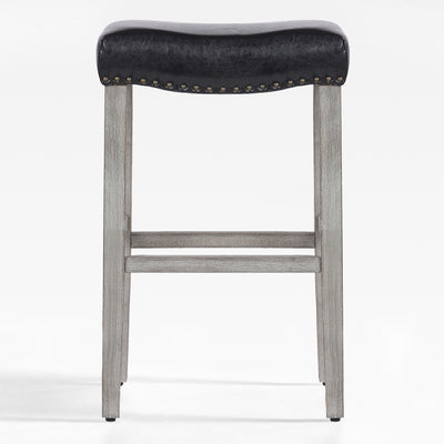 Lenox 29" Upholstered Saddle Seat Bar Stool, Antique Gray