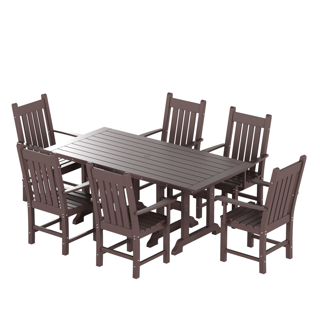 Malibu 7 Piece Outdoor Patio Dining Set Outdoor Dining Table with Armchair