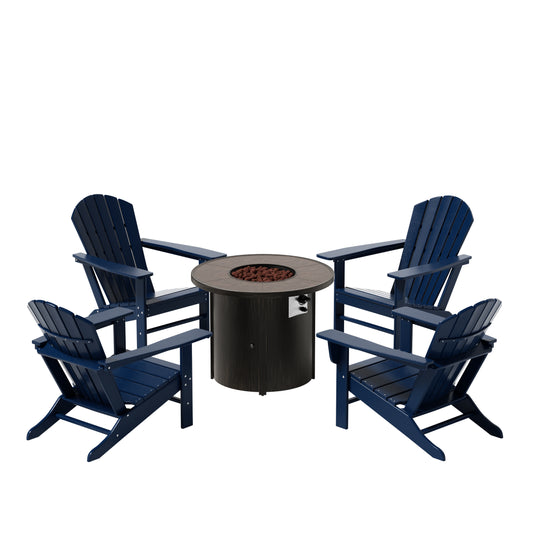 Dylan Outdoor Patio Adirondack Chair with Round Fire Pit Table Sets