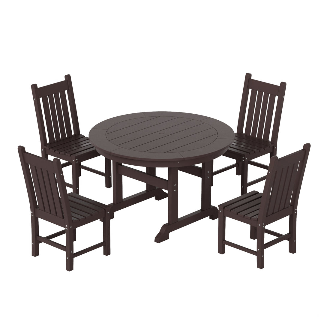 Malibu 5 Piece Outdoor Patio Dining Set Outdoor Round Table and Side Chair