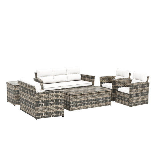 Helio 6-Piece Brown Wicker Outdoor Patio Conversation Sofa Set