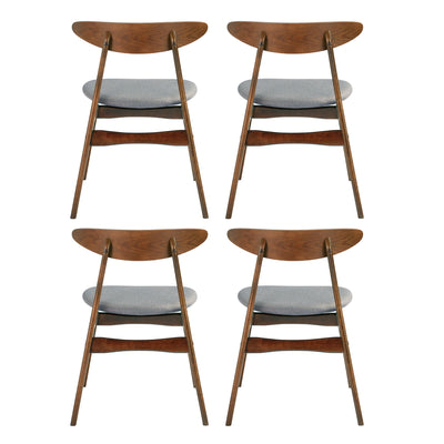 Lalia Mid Century Modern Solid Wood Upholstered Dining Side Chair (Set of 4)