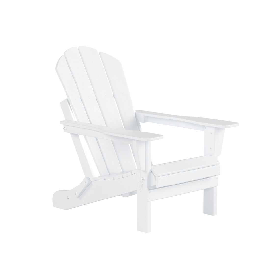 Malibu Outdoor Folding Poly Adirondack Chair with Coffee Table Side Table 7 Pieces Set