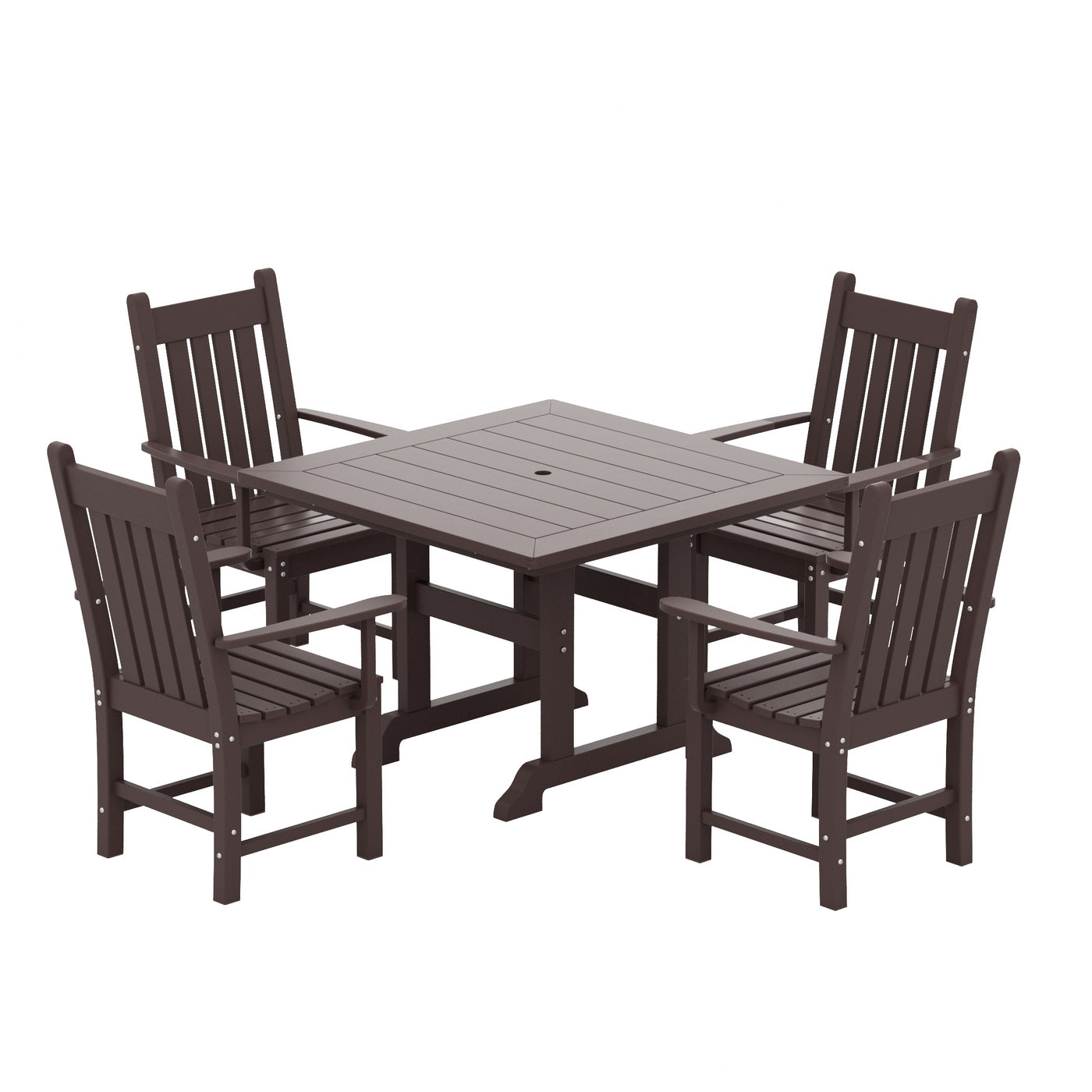 Malibu 5 Piece Outdoor Patio Dining Set Outdoor Square Table and Armchair