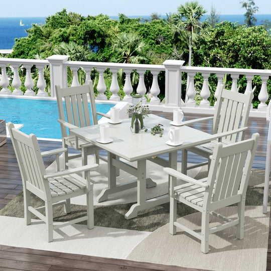 Malibu 5 Piece Outdoor Patio Dining Set Outdoor Square Table and Armchair